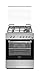 Candy New Timeless CGG655SI/E, Cocina de Gas, Horno de Gas 55L, Placa de Gas 4 Fuegos, 60CM, Pulsador Rustepollos, Altura Ajustable y Ruedas, Sistema Seguridad en Llama, Tapa de Cristal, Clase A, Inox