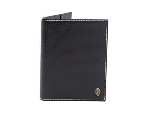 Preisvergleich Produktbild Reisepasshülle / Carbon / rote Ziernaht / Edelstahl-Logo / hochwertige Materialien ansprechend auffällig von Fudog Design