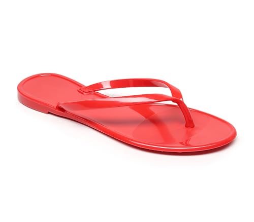 Image of Womens Flip Flops Thong Sandals Jelly Shoes Flat for Ladies Slides Black Slippers Size 9 Slip On Summer Beach Dressy