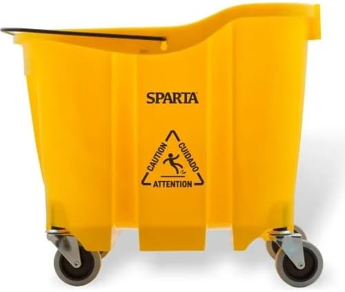 Sparta Commercial Mop Bucket with Swiveling Casters, 35 Qt Floor Cleaning Bucket for Janitorial Use (Yellow)