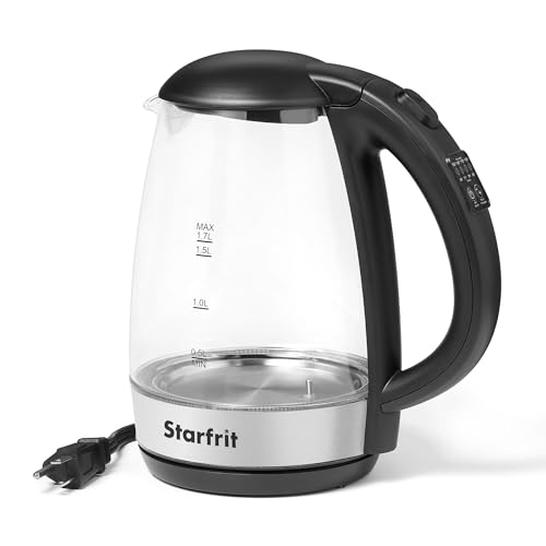 Starfrit - Starfrit Electric Variable Temperature Control Glass Kettle - 1.7L - 5 Preset Temperature Settings - 1500W - -5%