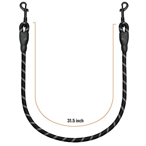 Dog Leash Extension Reflective Detachable Coupler，Support Add To Multiple Rope Leash Control For Large And Medium Dogs Walking And Training (Classic Black, Add One More Leash) #TOP1