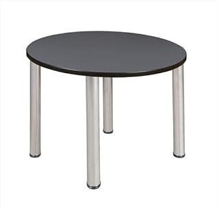 36 in. Round Grey Table & Chrome Post Legs