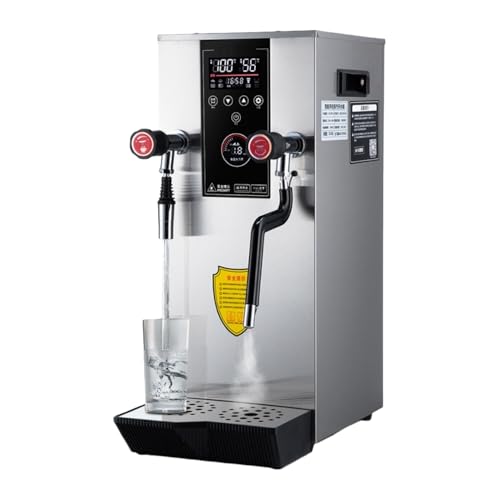 Foke業務用多目的ミルクフォーマー、ミルクフォーマー、ウォーターボイラー、12L容量、110V、LEDディスプレイ付き全自動スチームミルクフォーマー、飲料ヒータ (銀ねずみ色)