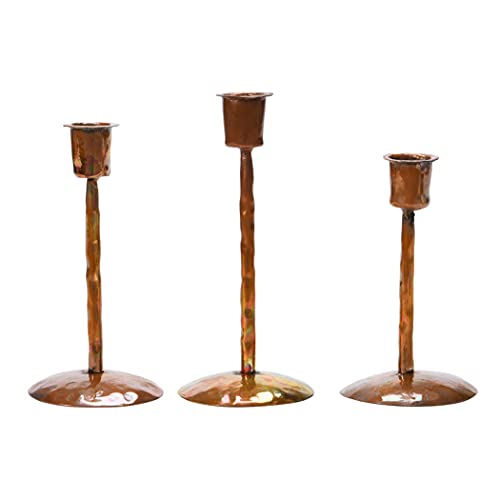Creative Co-Op DF5090 Traditional Metal Taper, Set Of 3 Sizes Candle Holder, Burnt Copper cover