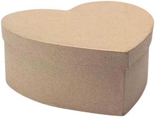 Paper Mache Heart Shaped Box - (7-1/2" x 7-1/2") Heart Shaped Papier Mache Cardboard Box with Lid - DIY Ready to Decorate for Valentine's Day or Everyday Craft Projects - Image 3