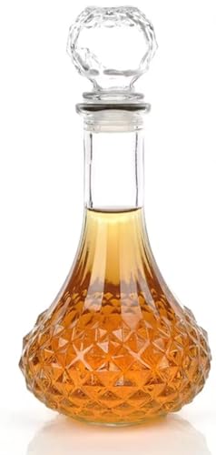 Provance Dekorative elegante Glaskaraffe für Whiskey, Cognac, Scotch, Brandy, Sherry, 800 ml, 26 x 13 x 13 cm, mit Glasverschluss Geschenkidee für Genießer
