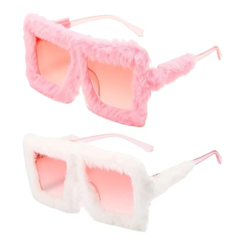 SLEEKEE 2 Gafas De Sol De Felpa, Gafas Novedosas E Interesantes, Gafas De Sol Para Mujer, Gafas De Piel Personalizadas Y De Moda, Gafas De Sol Creativas De Invierno