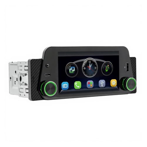 Stereo multimedia para coche 1 DIN con pantalla HD de 5 pulgadas y Android Auto con cable 4