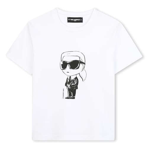 KARL LAGERFELD Z30957 T-Shirt pour garçon, Blanc, 6 Ans