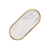 FRCOLOR Nordisches Ovales Schmucktablett Aus Keramik Mit Marmoroptik Und Goldfarbenem Abschluss Verschleißfestes Serviertablett Für Badezimmer Und Westliche Speisen