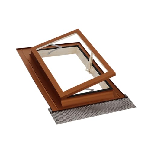 Emica - Lucarne ouverture Livre en cuivre | Ligne Best Double Vitrage 3-9-3 | Intérieur Bois Sapin | Idéal pour sortie sur le toit (78 x 98 Base x Hauteur)