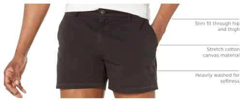 Image of Amazon Essentials Men's Slim-Fit 5 inch Flat-Front Comfort Stretch Khaki Chino Shorts with Elastic Waistband