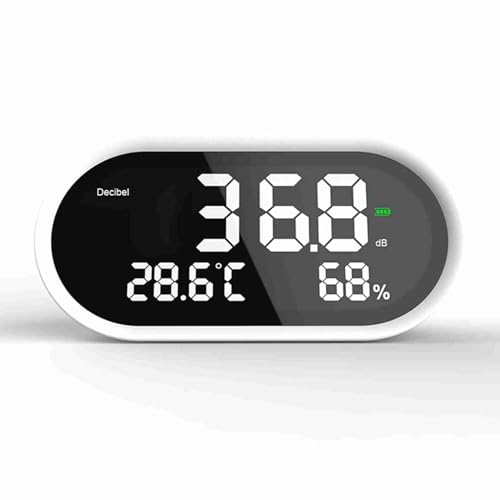 Test Meter Digital Display Decibel Temperature Humidity Noise Tester LED Display Desktop Monitoring Device for Studio Classroom Home