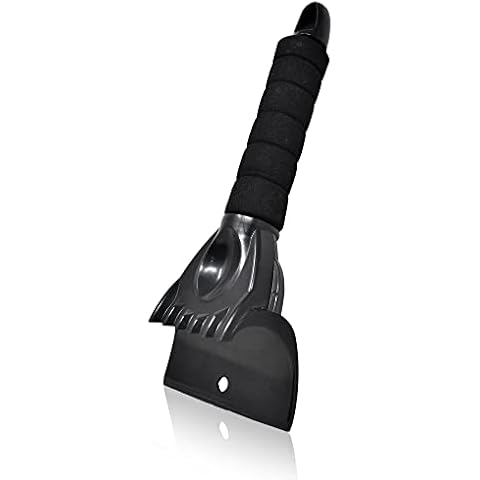 EcoNour Ice Scraper for Car Windscreen (1 Pack) | Window Snow Scraper for Car to Remove Snow, Frost, and Ice | Portable Snow Removal Tool with Foam Handle, Perfect Grip, Scratch-Free Cover