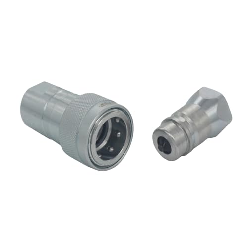 Image of 2-Set 1 /2 inch Ag ISO5675 Carbon Steel Hydraulic Quick Disconnect Coupling Poppet Valve,Pioneer Type with Yellow and Browm Colour Dust Cap