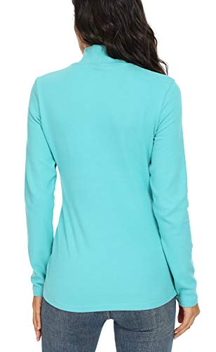 Image of Women's Cotton Mock Turtleneck Long Sleeve Basic Thermal Top