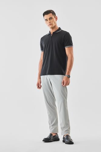 Image of SNITCH Men Trousers | Slim Fit Mid Rise Solid Design | Rayon Blend with Medium Stretch & Smooth Texture | Button & Zip Closure for Casual & Office Wear