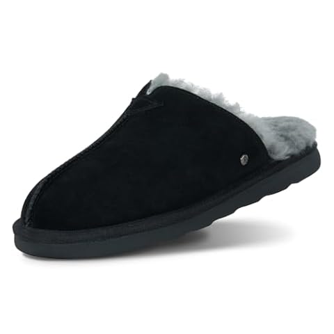 Parfeying Mens Australian Sheepskin Suede Scuff Slippers Wool Lined — $69.99 (13% off)