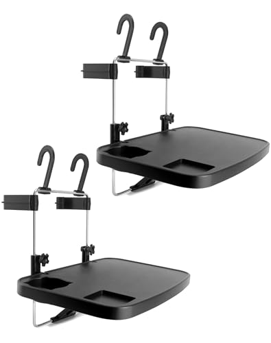 QWORK Steering Wheel Table, 2 Pack Black Car Seat Tray, Foldable Car Table, Car Seat Back Portable Tray, for Dining Studying and Laptop