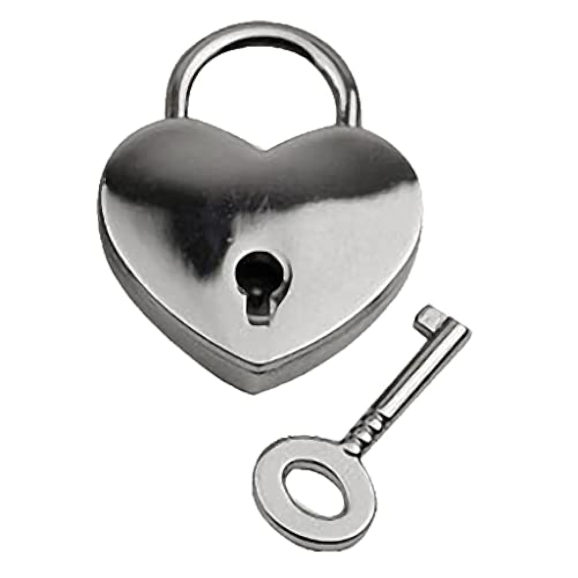 Mini Heart Shape Lock with Key, Silver