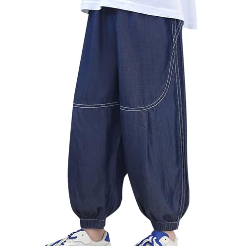 Boys Baggy Jeans Kids Casual Straight Denim Jogger Trousers Fall Casual Loose Stretchy Pants with Pockets