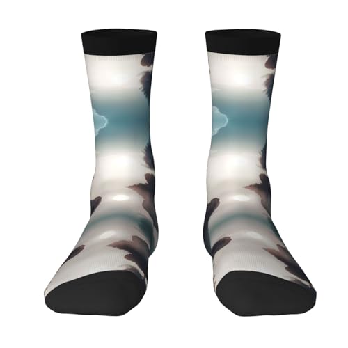 HCVXBSA Calcetines divertidos únicos de árbol flotante, longitud a media pantorrilla, opciones de diseño múltiple, grandes regalos para hombres, mujeres y adolescentes, color blanco, 2 negro-1, talla