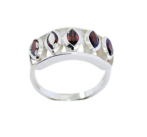 Bague en argent 925 véritable et grenat rouge facetté