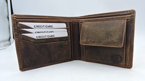 Leather Heritage Top Grain Leather Wallet For Men | Rfid Blocking | Extra Capacity Bifold Wallet With 2 Id Windows | Ultra Strong Stitching | Slim Billfold With 4 Card Slots | Gift For Him #TOP4