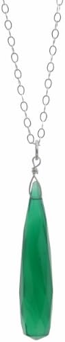 ASHANTI Fine Emerald Green Chalcedony Briolette Natural Gemstone Sterling Silver Handmade 18 inch Necklace