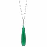 ASHANTI Fine Emerald Green Chalcedony Briolette Natural Gemstone Sterling Silver Handmade 18 inch Ne