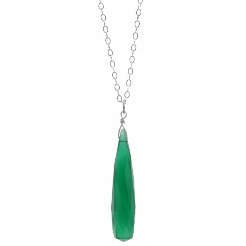 Ashanti Fine Emerald Green Chalcedony Briolette Natural Gemstone Sterling Silver Handmade 18 Inch Necklace #TOP1