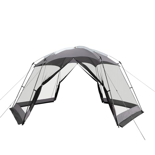 Hyper Venture Screen House 15x13 FT Mesh Canopy Tent Camping Gazebo Shelter for 8-10 People Outdoor Party Activities, Grey
