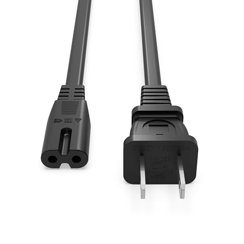 Image of Superer 8 ft AC Power Cord Cable Fit for Sony PS5 PS4 PS3 Slim PlayStation 5 4 3, Xbox Series X /S, Xbox One X /S, TV, Printer, Speaker, Universal IEC C7 Figure 8 2 Prong Replacement Cables, ETL Listed