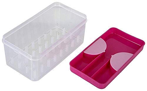 Foliam 32 Reel Double Decker Empty Thread Sewing Box with Pick Up Handle for Storing Sewing Kit and Interlocking Cap Fittings (32 Reel Box) 3