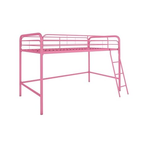 DHP Jett Junior Twin Metal Loft Bed, Pink Cover