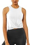 Sanutch Crop Tops Fitness for Women Athletic Yoga Tank Tops Fitted Tank Cropped Workout Top White S