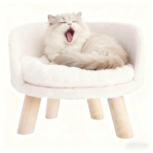 BingoPaw Elevated Pet Bed,Nordic Cat Stool with Cozy Pad Waterproof,Doggie Chair with Sturdy Wood...