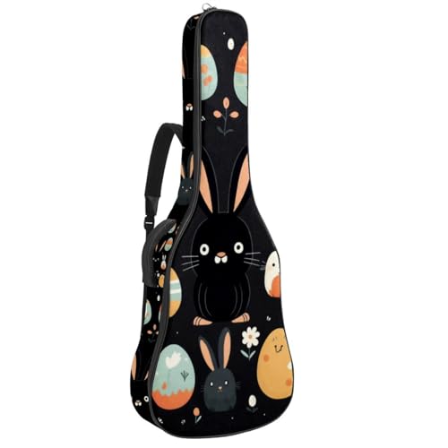 Housse guitare acoustique 101,6 cm noire et fleurie imperméable avec poches