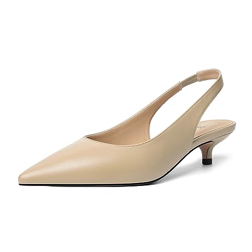 Womens Cute Slip On Matte Dating Pointed Toe Slingback Kitten Low Heel Pumps Shoes 1.5 Inch