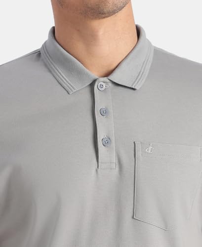 Image of Jockey 3913 Men Super Combed Cotton Rich Solid Half Sleeve Polo T-Shirt with Chest Pocket