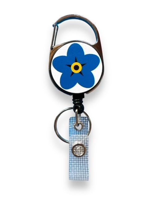 Alzheimer's/Dementia Forget Me Not Flower - Retractable Badge Reel with Belt Clip (2)