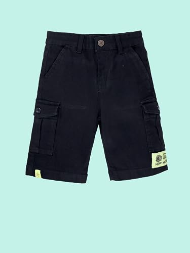 Image of KiddoPanti Boys Knee Length Cargo Denim Shorts with Flap Pockets & Button Closure Casual Wear