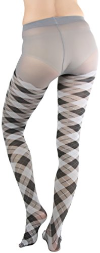 Image of ToBeInStyle Women's Argyle Checkered Diamond Rhombus Net Opaque Sheer Tights Pantyhose