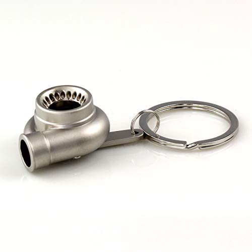 Image of maycom Spinning Turbo Keychain Keyring Turbocharger Turbine Key Chain Ring Keyrings (Matte Silver)