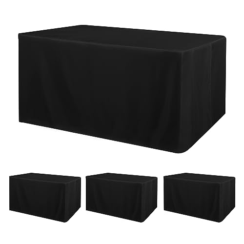 Obstal 4 Pack Black Tablecloth Fitted Table Clothes for 4 Foot Rectangle Tables - Water Resistant Washable Fabric Polyester Rectangle Table Cover for Outdoor/Indoor Uses?48L x 24W x 30H Inches, Black? by Obstal - Used condition - US$27.81