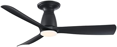 Kute - 3 Blade Flush Ceiling Fan with Light Kit-13.1 Inches Tall and 44 Inches Wide-Black Finish-Black Blade Color
