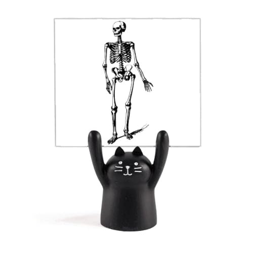 Support de croquis chat noir et squelette humain pour décoration de bureau