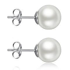 h-silver pearl studs