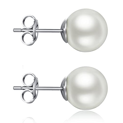 Boucles D'Oreilles Femme Argent 925,Boucle D'Oreille Perle Blanche,Bijoux Femme Boucles D Oreilles Perles Pendantes Hypoallergénique